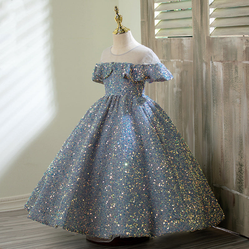 Marryshe - Girl Formal Dresses - Toddler Girl Summer Sequins Grey Girl Dress Birthday Party Dress Communion Dress, Grey / 2-3 Years (100cm) Marryshe - Girl Formal Dresses - Toddler Girl Summer Sequins Grey Girl Dress Birthday Party Dress Communion Dress, Grey / 2-3 Years (100cm)