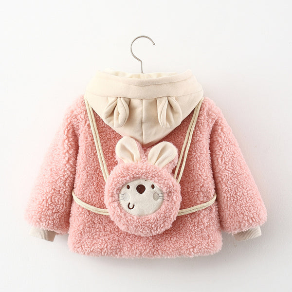 Cute Baby Girls Bunny Bag Warm Winter Jacket