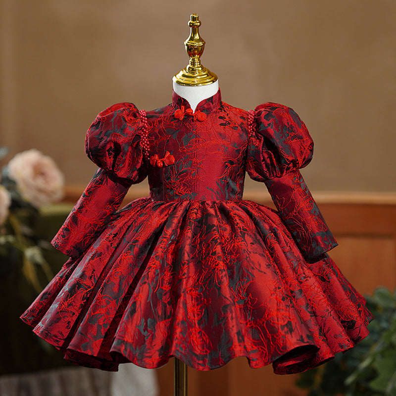 Girl Christmas Dress Baby Girl Dress Flower Girl Dress Autumn Elegant Red Embroidery Long Sleeve Princess Party Dress, Red (long) / 4-5 Years (120cm) Girl Christmas Dress Baby Girl Dress Flower Girl Dress Autumn Elegant Red Embroidery Long Sleeve Princess Party Dress, Red (long) / 4-5 Years (120cm)