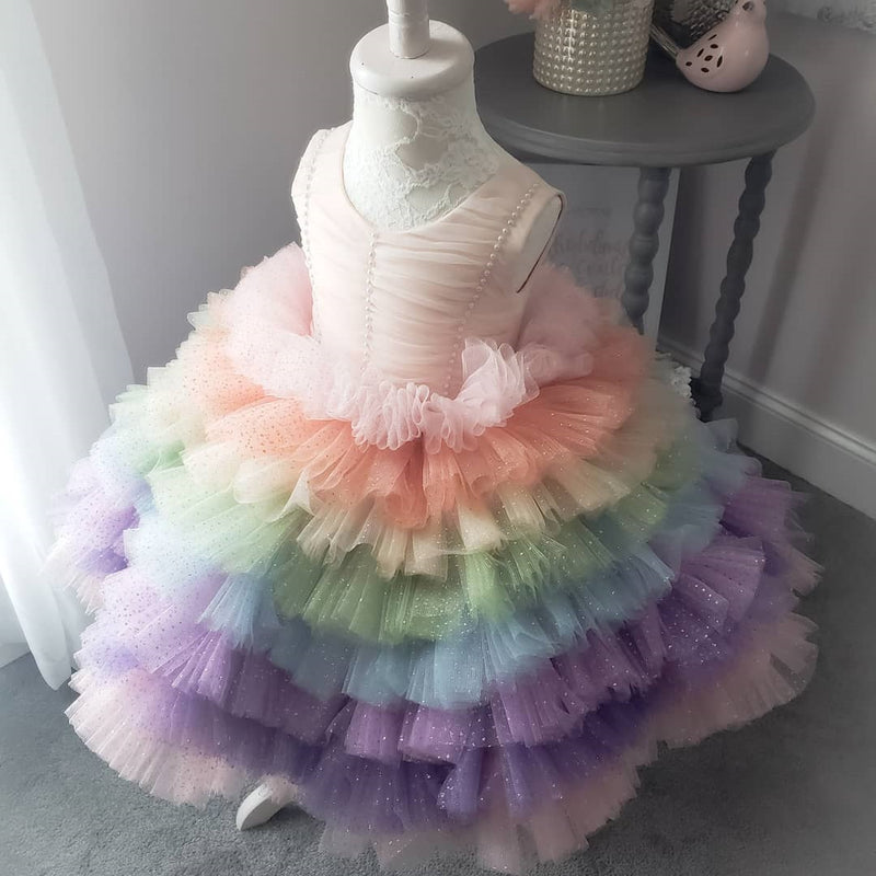 Marryshe - Little Girl Dresses - Girl Rainbow Dress Baby Girl Colorful Birthday Party Dress Toddler Formal Princess Dresses, Multicolor / 1-2 Years ( Marryshe - Little Girl Dresses - Girl Rainbow Dress Baby Girl Colorful Birthday Party Dress Toddler Formal Princess Dresses, Multicolor / 1-2 Years (