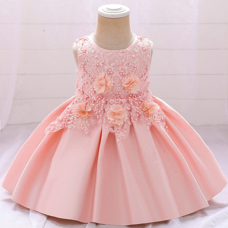 Baby Girl Birthday Party Dress Easter Dress Toddler Embroidered Texture Sleeveless Princess Dress