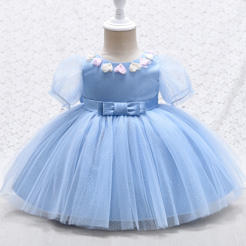 Baby Girls Prom Dress Toddler Cute Mesh Bow Princess Pageant Dress