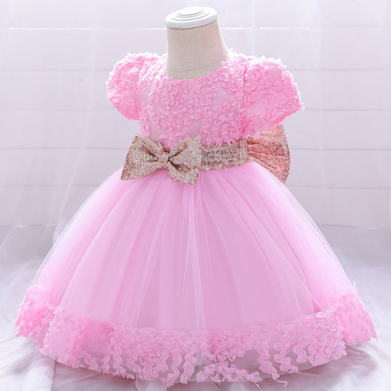 Baby Girls Birthday Party Dresses Infant Cute Bow Fluffy Formal Princess Dress