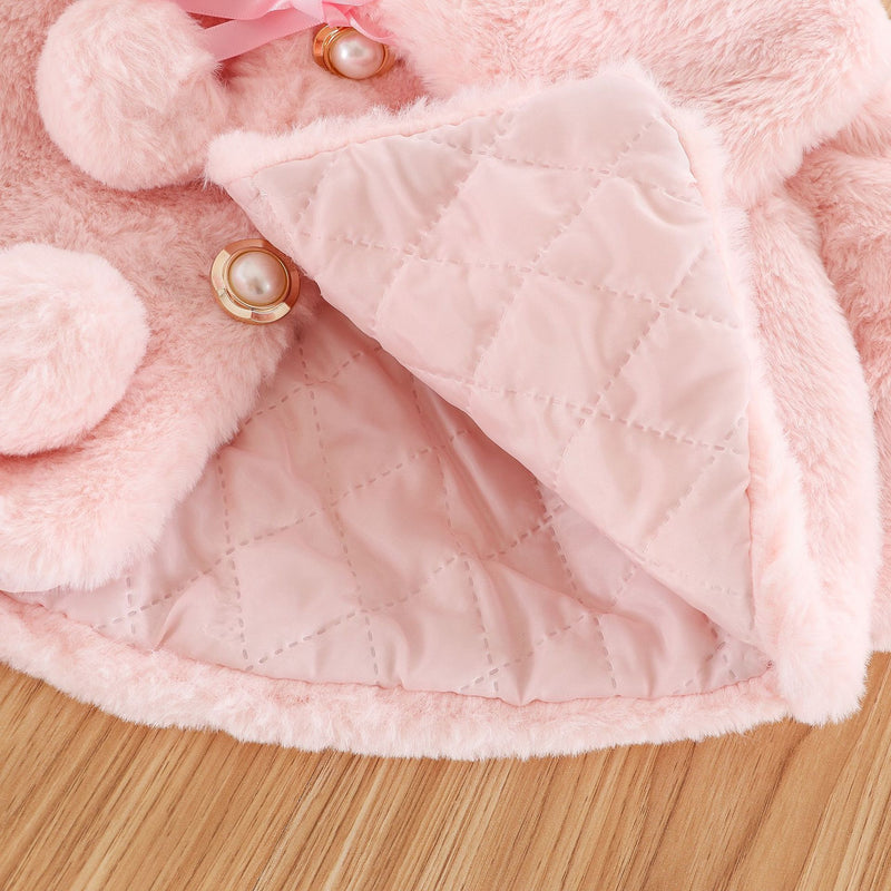 Cute Warm Baby Girls Princess Fur Cloak Coat