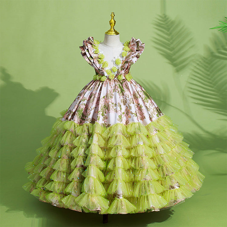Flower Girl Dress Children Contrasting Color Unique Princess Cake Garden Princess Dress