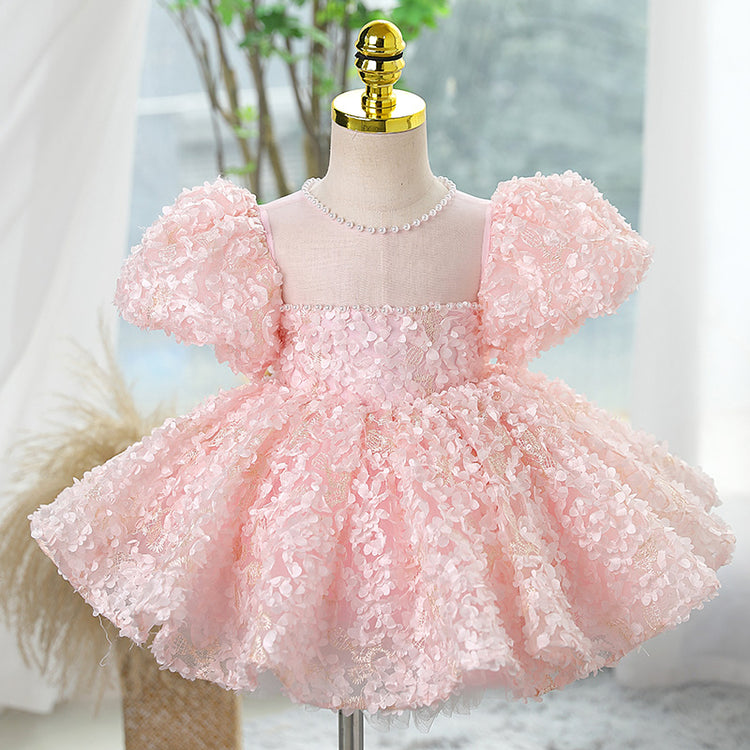 Baby Girls and Toddlers Summer Pink Petal Fluffy Birthday Party Princess Dress