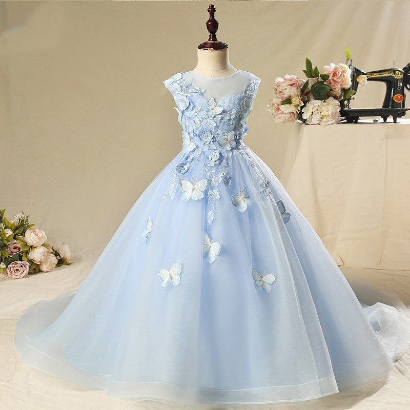 Toddler Girl Pageant Dress Summer Butterfly Flower Girl Princess Communion Dress, Blue / 9-10 Years (150cm) Toddler Girl Pageant Dress Summer Butterfly Flower Girl Princess Communion Dress, Blue / 9-10 Years (150cm)