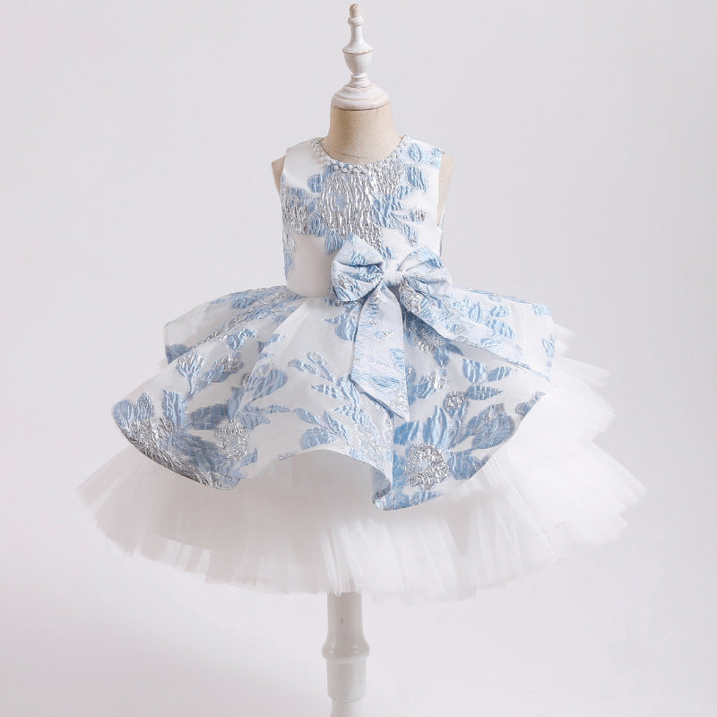 Bow Mesh Puff Princess Dress