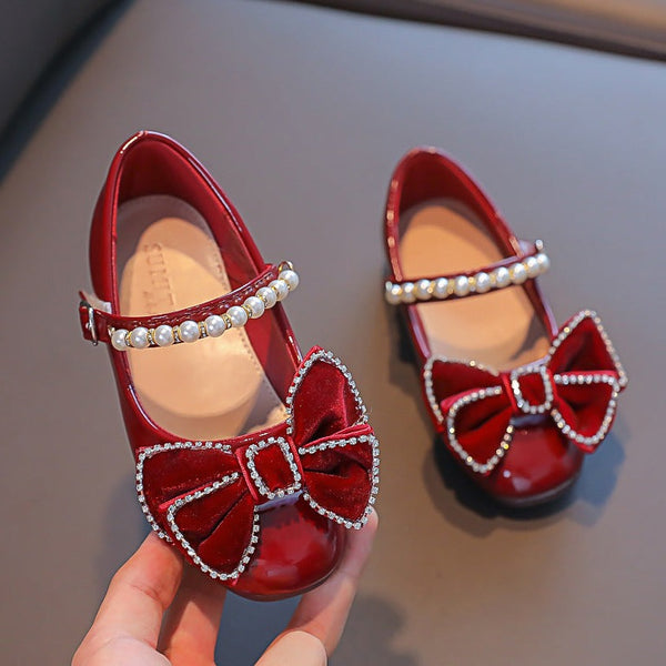 Elegant Bow Pearl Soft Sole Princess Shoes