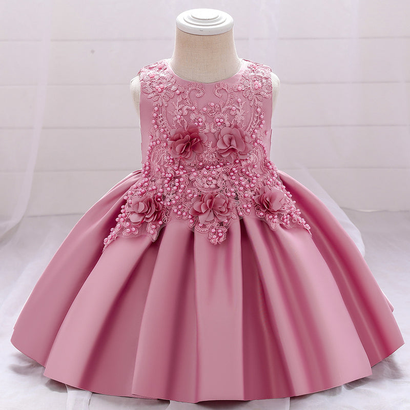 Baby Girl Birthday Party Dress Easter Dress Toddler Embroidered Texture Sleeveless Princess Dress