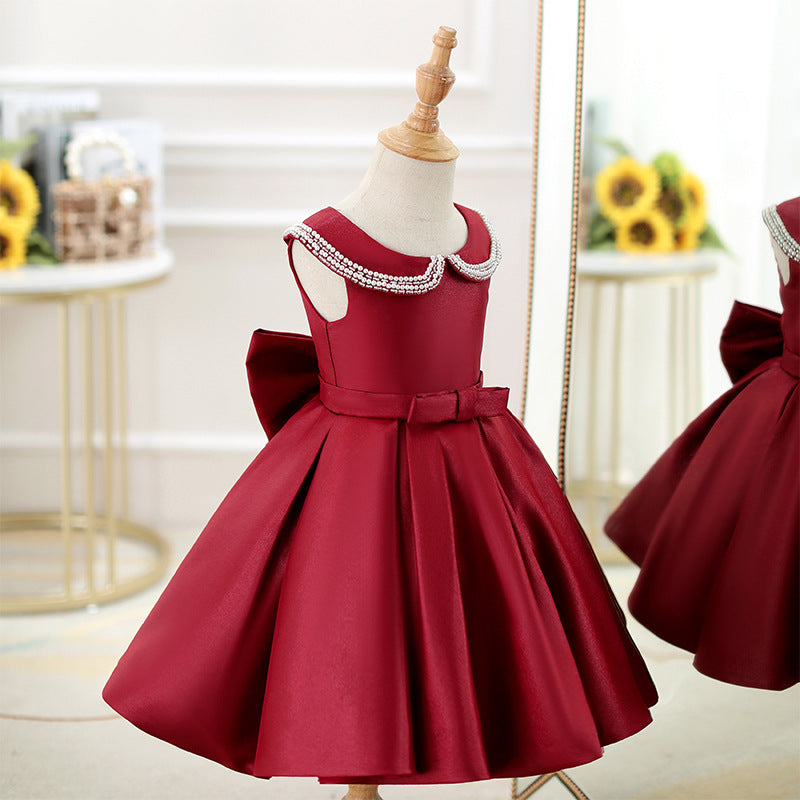 Girl Christmas Dress Toddler Flower Dress Girl Princess Dress Summer Red Puffy Cake Pageant Dress