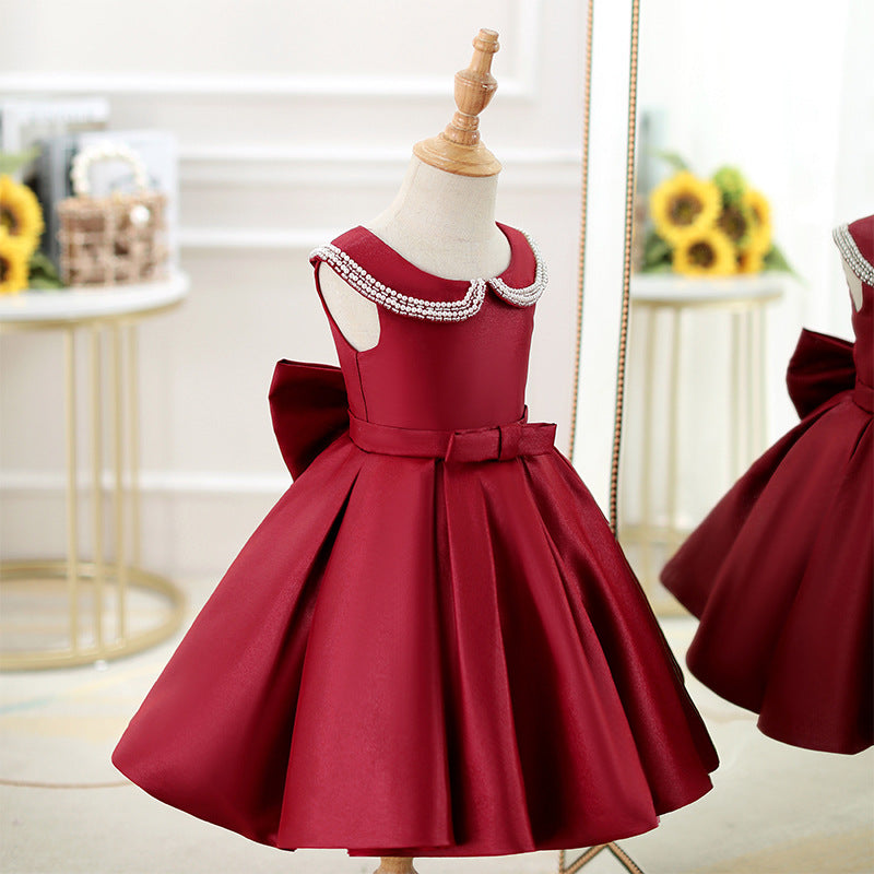Toddler Flower Dress Girl Princess Dress Summer Red Puffy Cake Pageant Dress