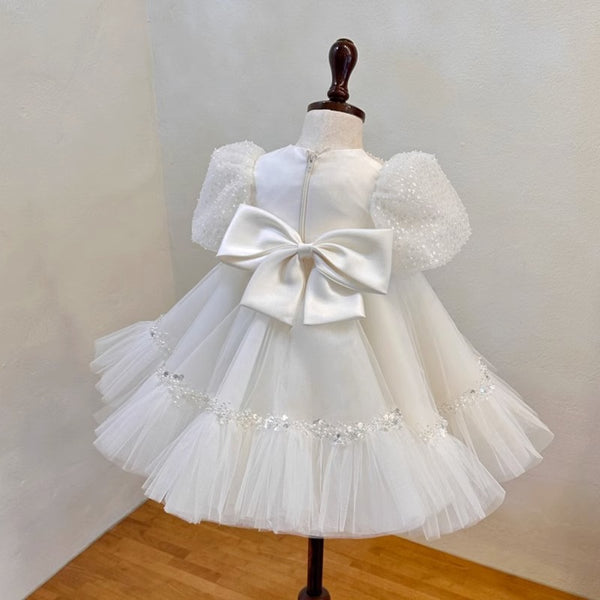 Cute White Baby Girl Baptism Birthday Party Toddler Princess Dress