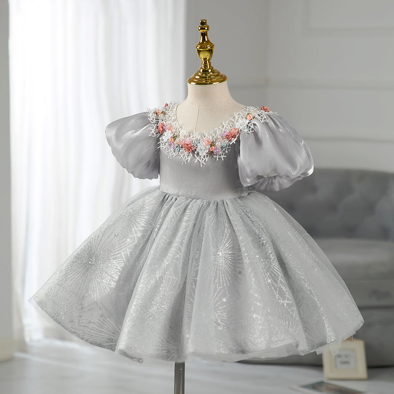 Toddler Prom Dress Girl Summer Flower Communion Pageant Puffy Princess Pageant Dress