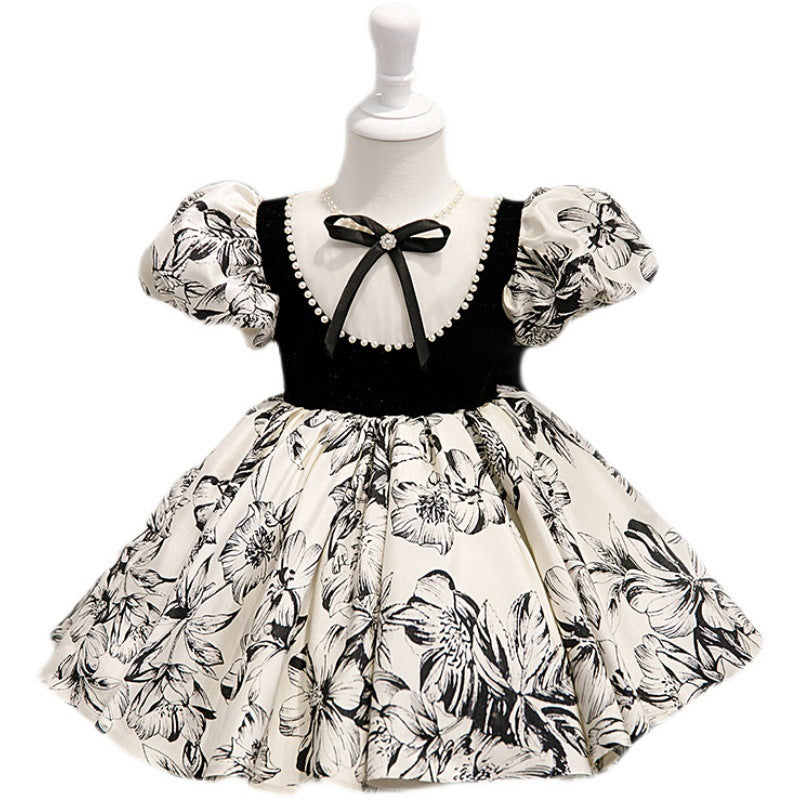 Girl Formal Dresses Easter Dress Baby Girl Summer Bow Printing Princess Dress Toddler Prom Dress