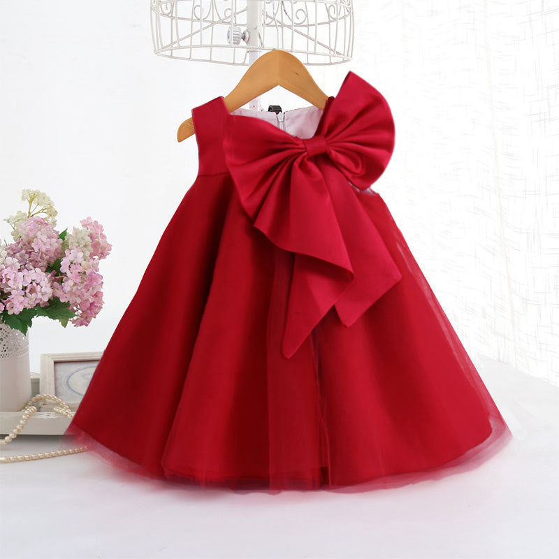 First Communion Dress Girl Formal Princess Dress Summer Bowknot Birthday Party Dress