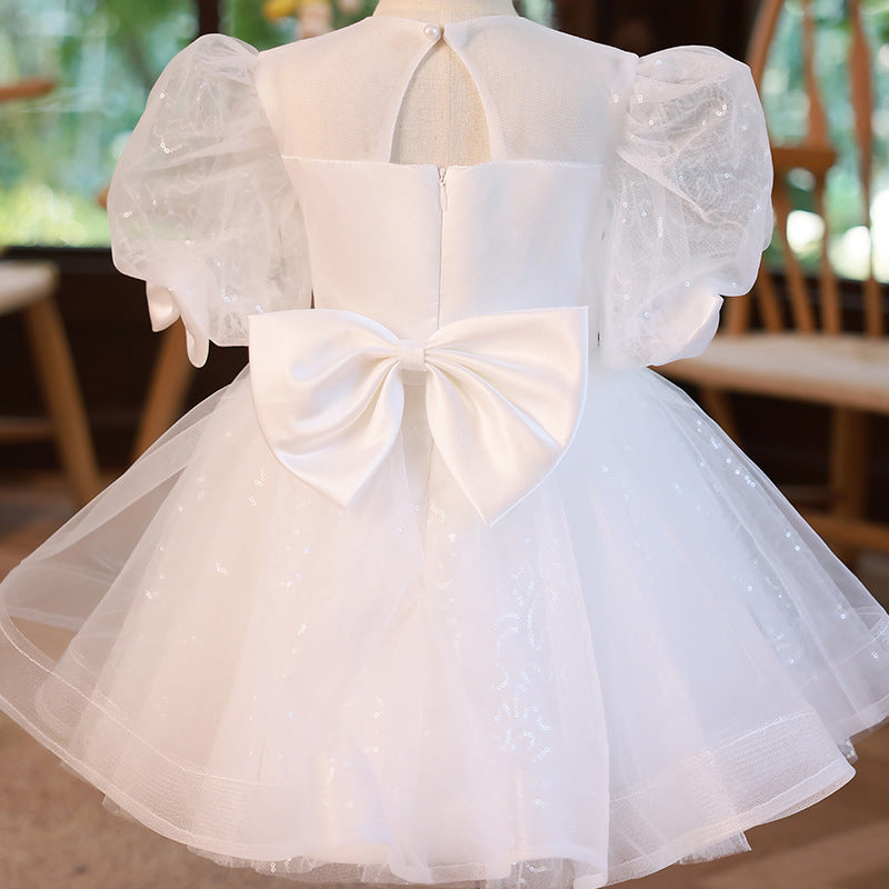 Baby Girl and Toddler Puff Sleeve Tulle Bowknot Princess Dress