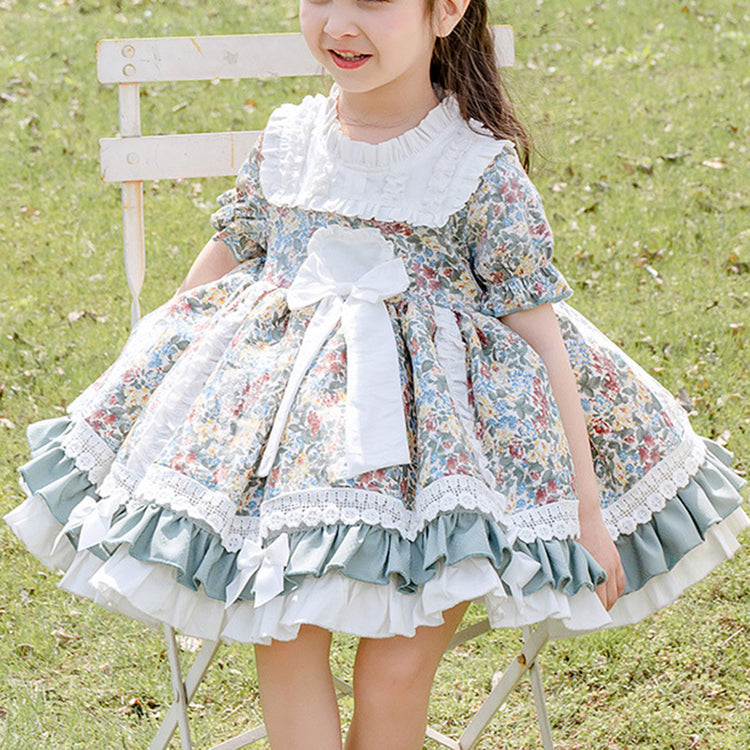 Baby Girl and Toddler Summer Lolita Lace Floral Girl Princess Puffy Party Dress