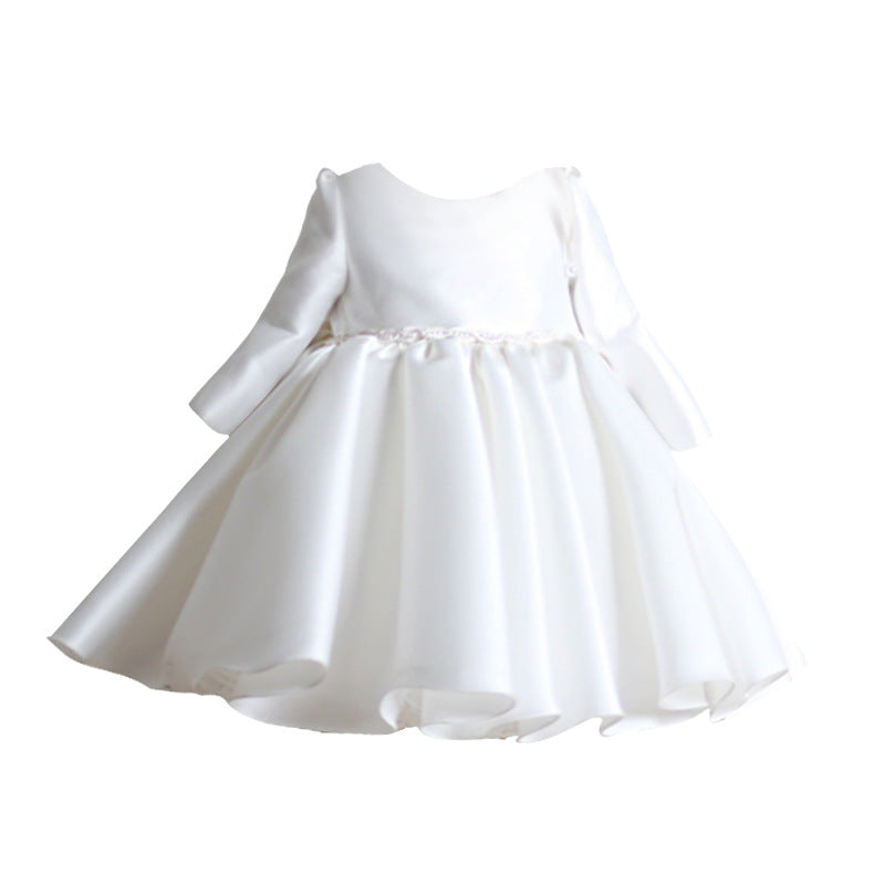 Baptism Dresses Baby Girl White Textured Puffy Formal Princess Dress Toddler Prom Dress