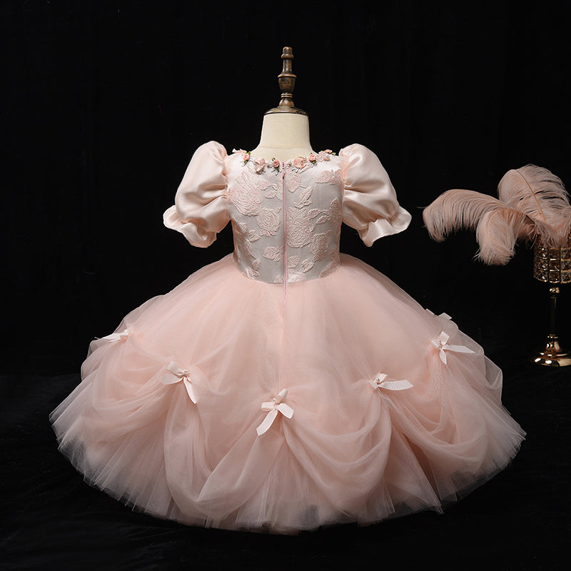 Elegant Flower Girl Wedding Pink Princess Dress