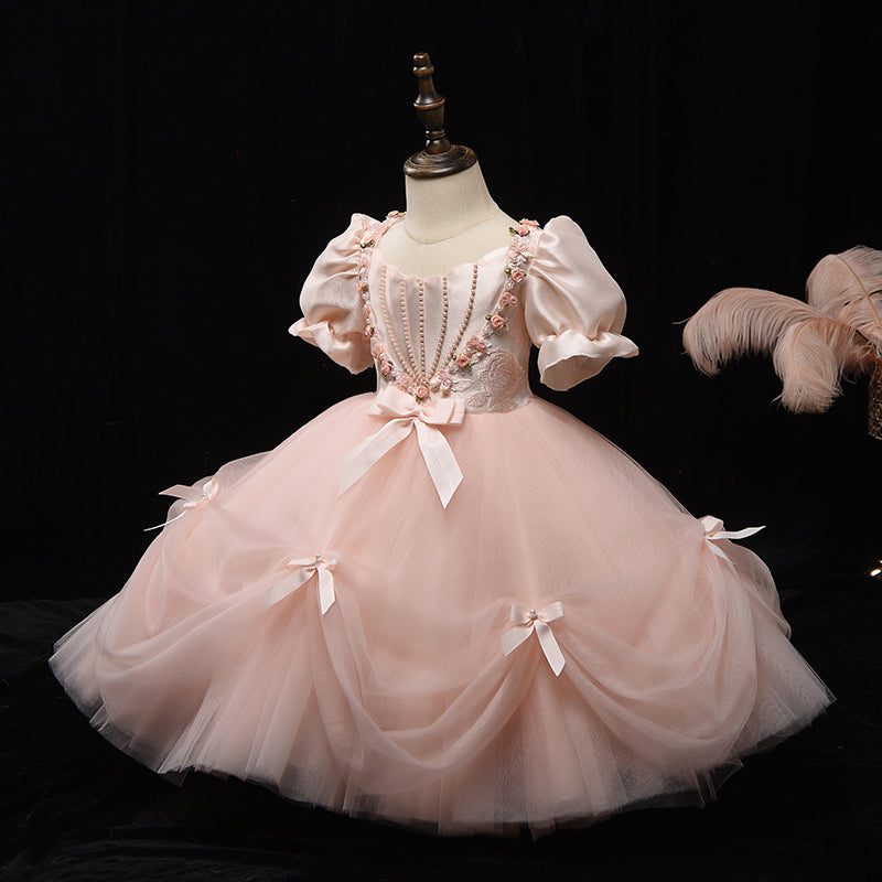 Elegant Flower Girl Wedding Pink Princess Dress marryshe