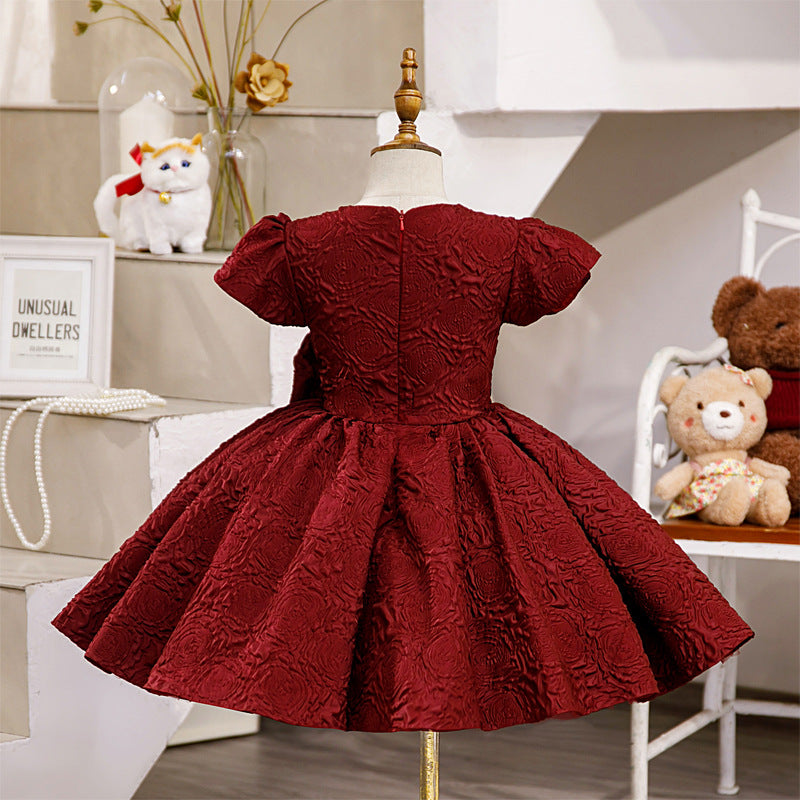 Girl Christmas Dress Toddler Prom Dress Baby Girl  Summer Red Big Flower Fluffy Formal Princess Dress