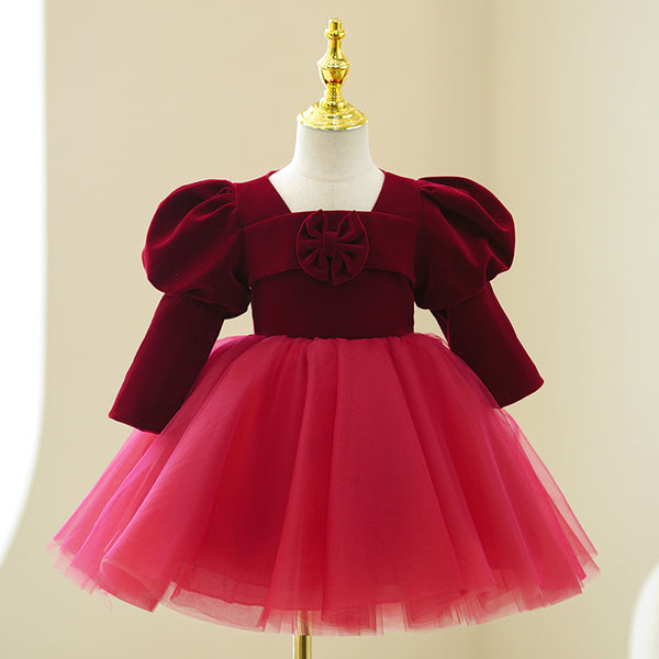 Cute Luxury Girls Long Sleeve Beauty Pageant Princess Dress