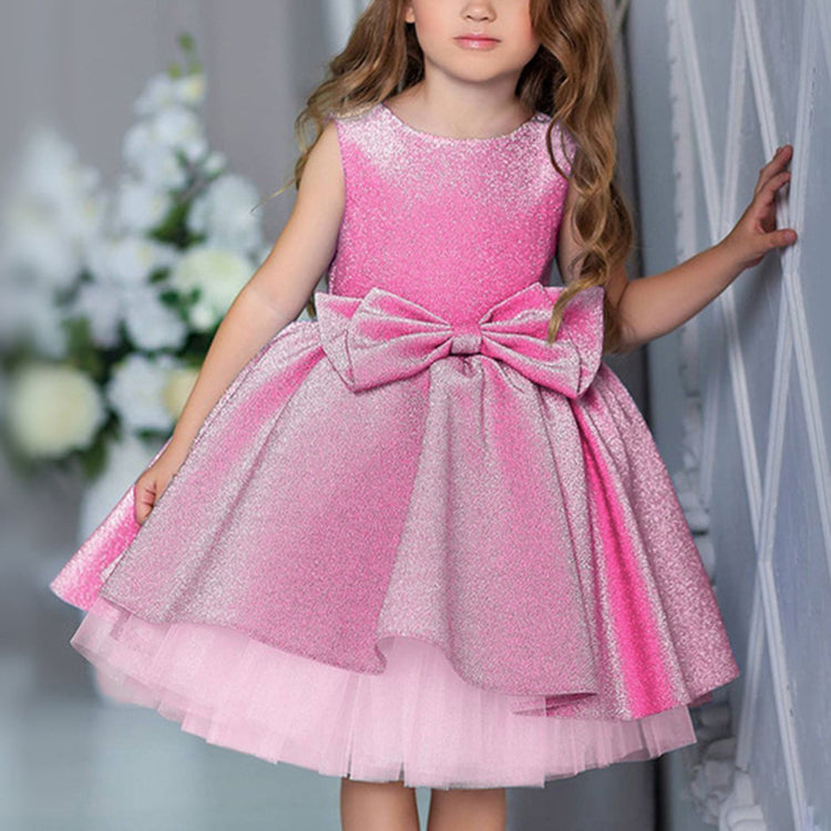 Girl Formal Dresses Baby Girl Bow Gowns Sequins Cake Fluffy Birthday Party Dresses