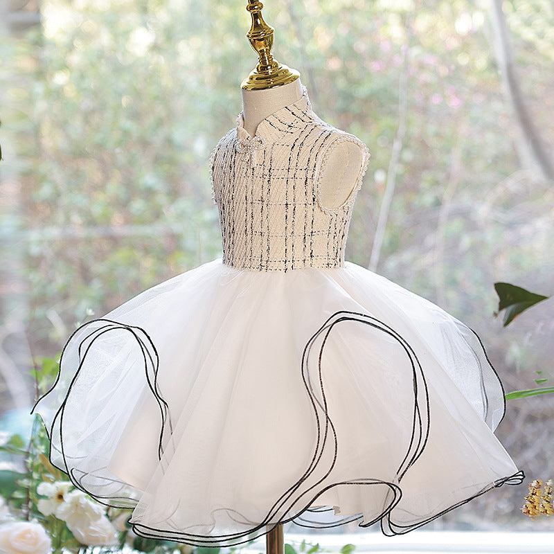 First Communion Dress Baby Girl Sleeveless Puffy Wave Birthday Party Dresses