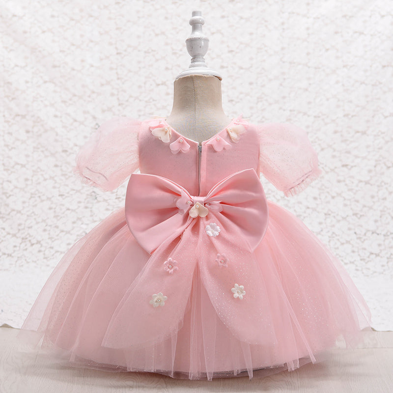 Baby Girls Prom Dress Toddler Cute Mesh Bow Princess Pageant Dress