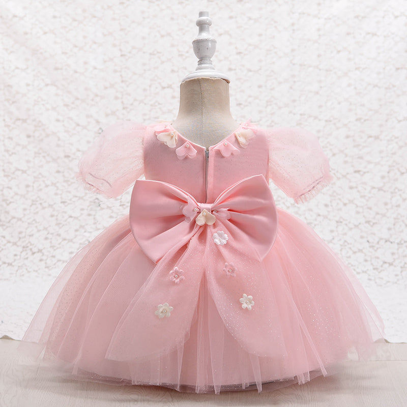 Baby Girls Prom Dress Toddler Cute Mesh Bow Princess Pageant Dress