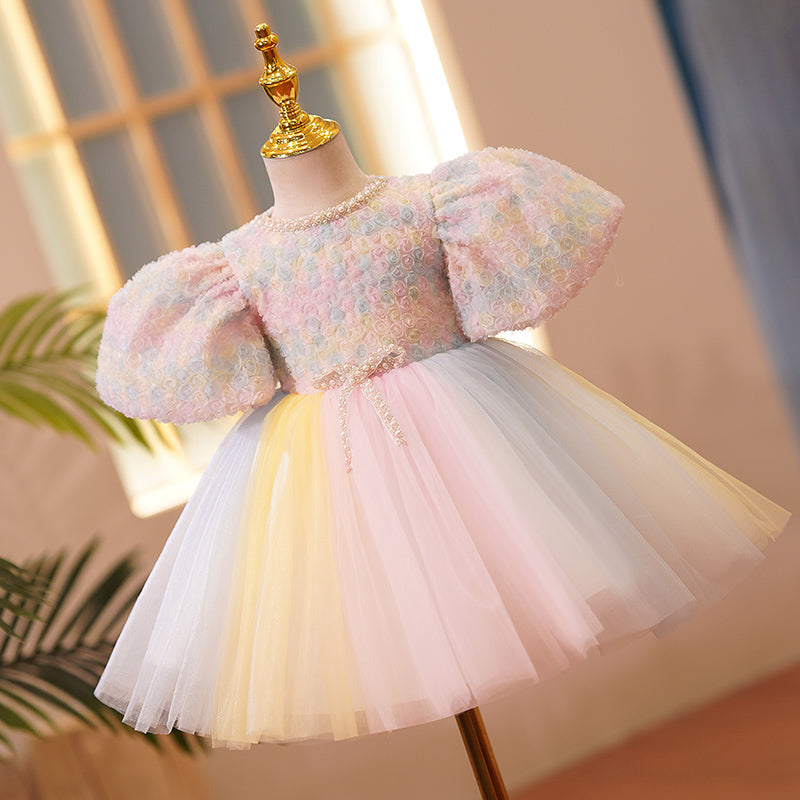 Girl Christmas Dress Baby Girl Birthday Party Dress Toddler Summer Rainbow Pink Cake Princess Dress Girls Pageant Dresses