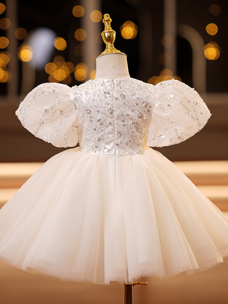 Baby Girl Birthday Party Dresses Girl Cute Bow Knot Sequin Formal Princess Dresses, Beige / 9-10 Years (150cm) Baby Girl Birthday Party Dresses Girl Cute Bow Knot Sequin Formal Princess Dresses, Beige / 9-10 Years (150cm)