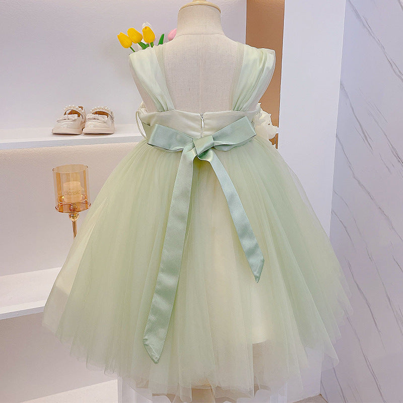 Flower Girl Dress Baby Girl Cute Green Fluffy Pageant Princess Dresses