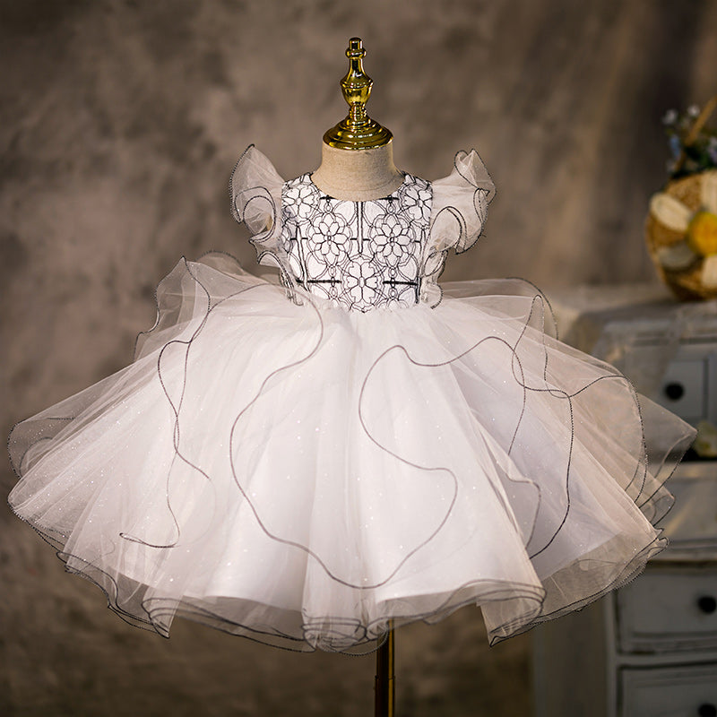 Toddler Prom Dress Girl Cute Sleeveless Lace Puffy Princess Party Dress, White / 4-5 Years (120cm) Toddler Prom Dress Girl Cute Sleeveless Lace Puffy Princess Party Dress, White / 4-5 Years (120cm)