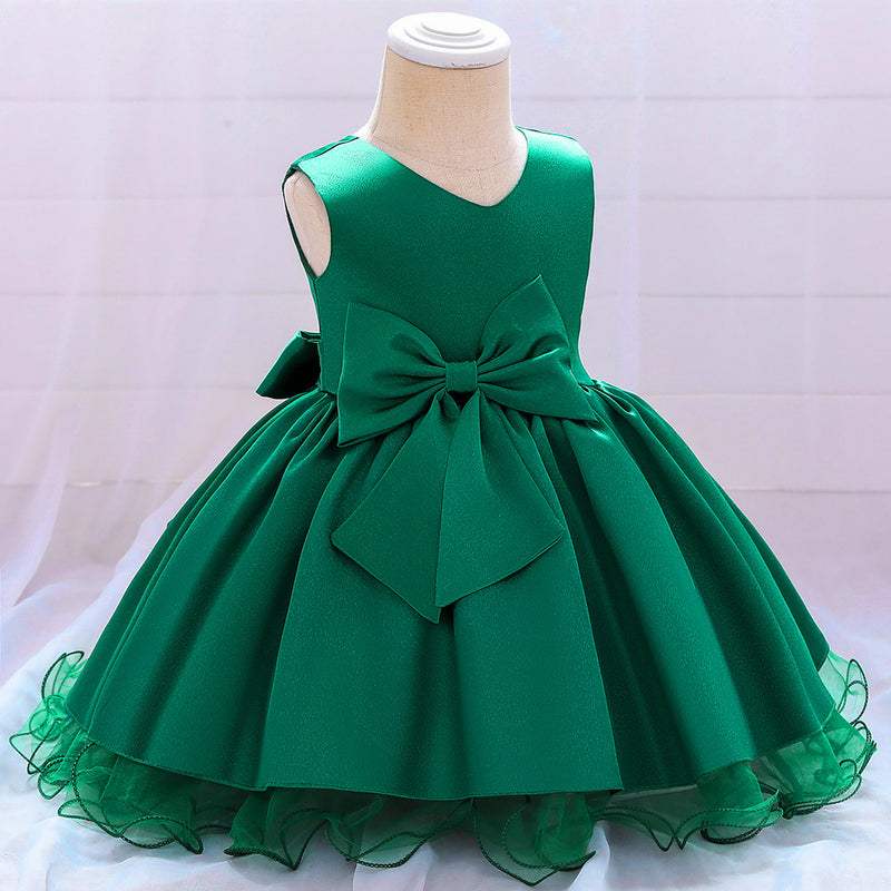 Baby Girl Bow-knot Birthday Party Dress Toddler Christmas Dress Little Girl Baptism Dress