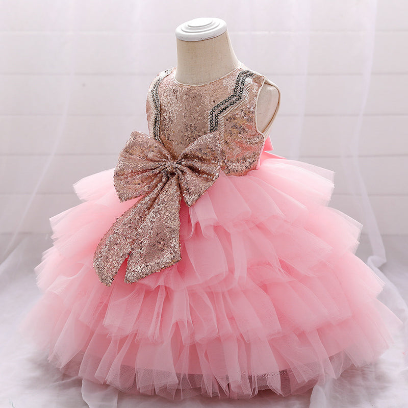 Baby Girl Birthday Party Dress Toddler Cute Bow Puffy Pageant Princess Dress