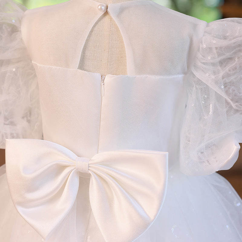 Baby Girl and Toddler Puff Sleeve Tulle Bowknot Princess Dress