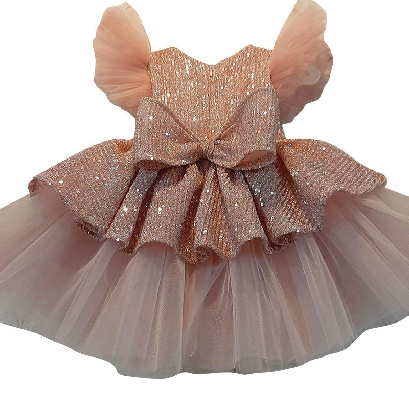 Girl Summer Lace Sequins Princess Dress Toddler Christmas Party Dress