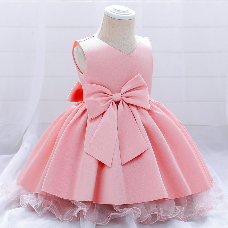 Baby Girl Bow-knot Birthday Party Dress Toddler Christmas Dress Little Girl Baptism Dress