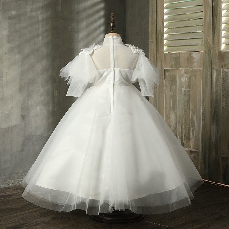 little princess communion dresses White Communion Girl Satin Dress, Pageant Girl Dress, Birthday Girl Dress, Formal Girl Dress, Wedding Baby Dress, Girl Long Dress, Princess
