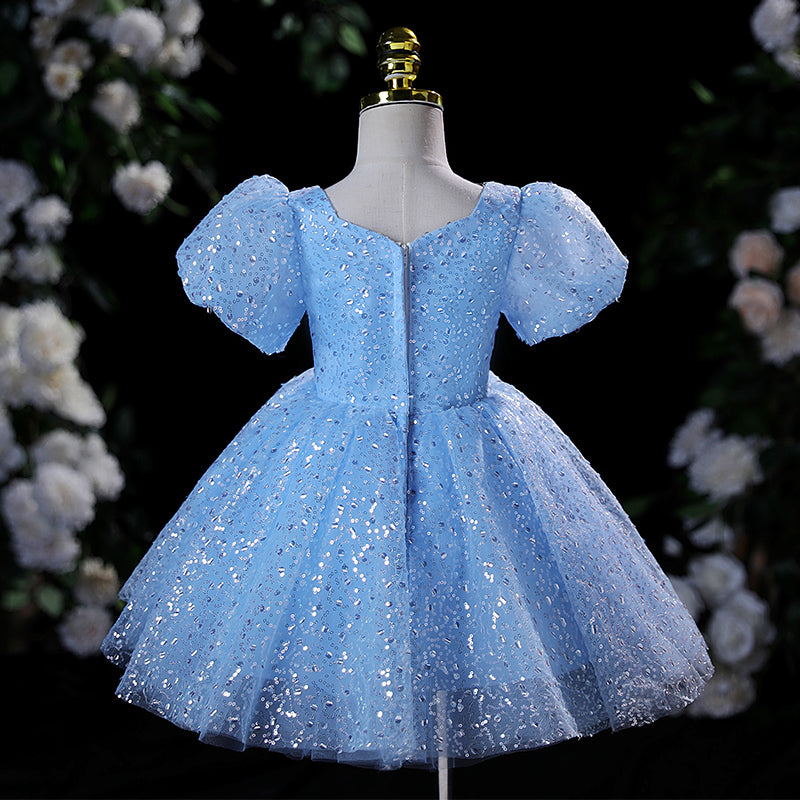 Baby Girl Dress Toddler Ball Gowns Puff Sleeves Formal Sequin Puffy Princess Dress