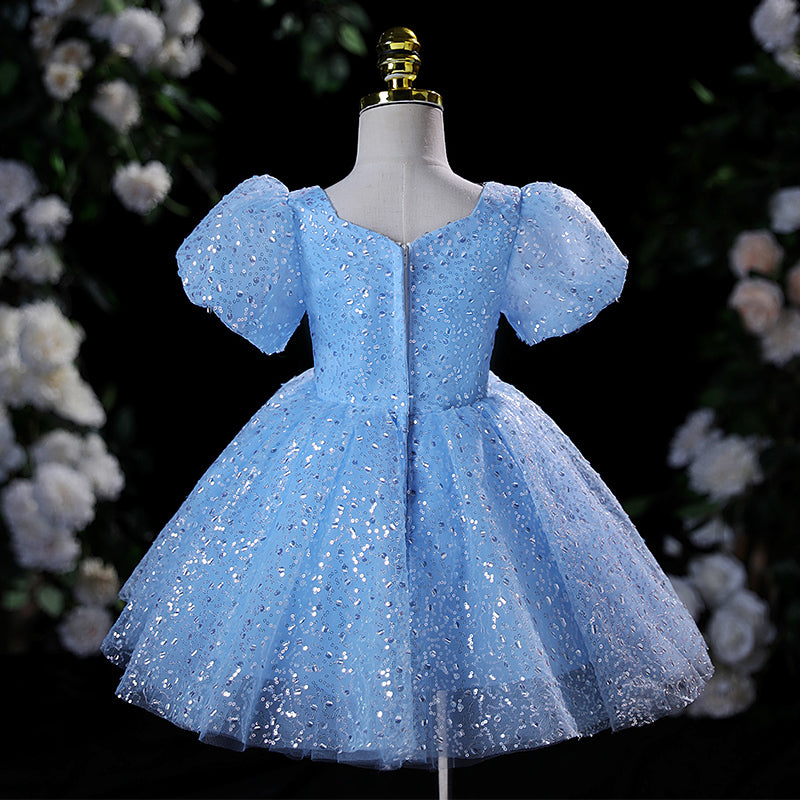 Baby Girl and Toddler Summer Blue Birthday Party Dress Sequin Puffy P marryshe Baby Girl and Toddler Summer Blue Birthday Party Dress Sequin Puffy P marryshe