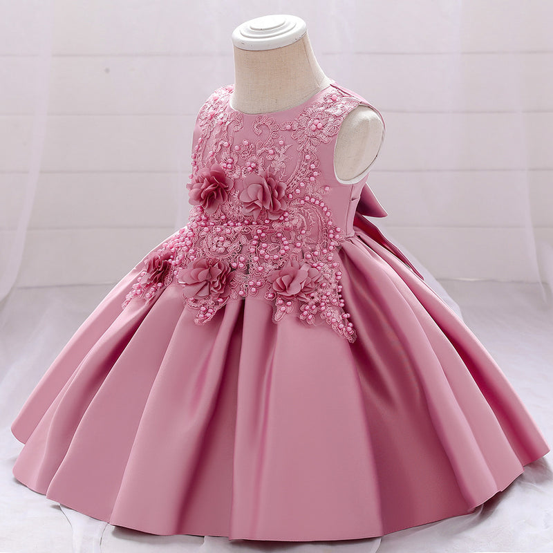 Baby Girl Birthday Party Dress Easter Dress Toddler Embroidered Texture Sleeveless Princess Dress