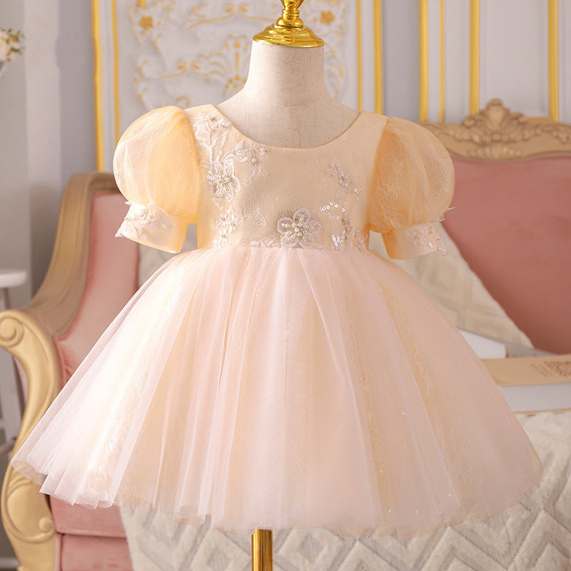 Baby Girl Dress Toddler Ball Gowns Princess Party Dress Lovely Lace Bow Fluffy Flower Girl Dress