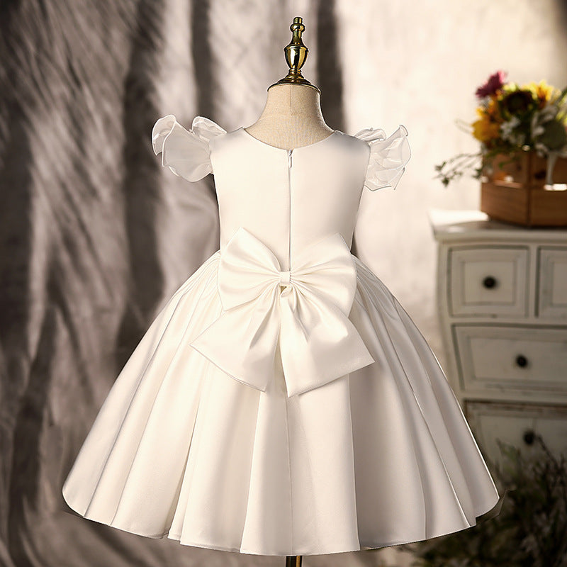 Baby Girl White Bow Christening Princess Dress