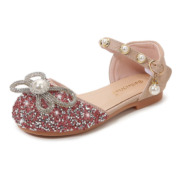 Girl Cute Bowknot Rhinestone Sequined Shoes