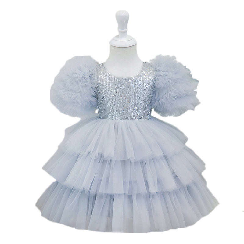 Girl Formal Dresses Baby Girl Sequin Fluffy Birthday Wedding Ball Gowns Princess Dress