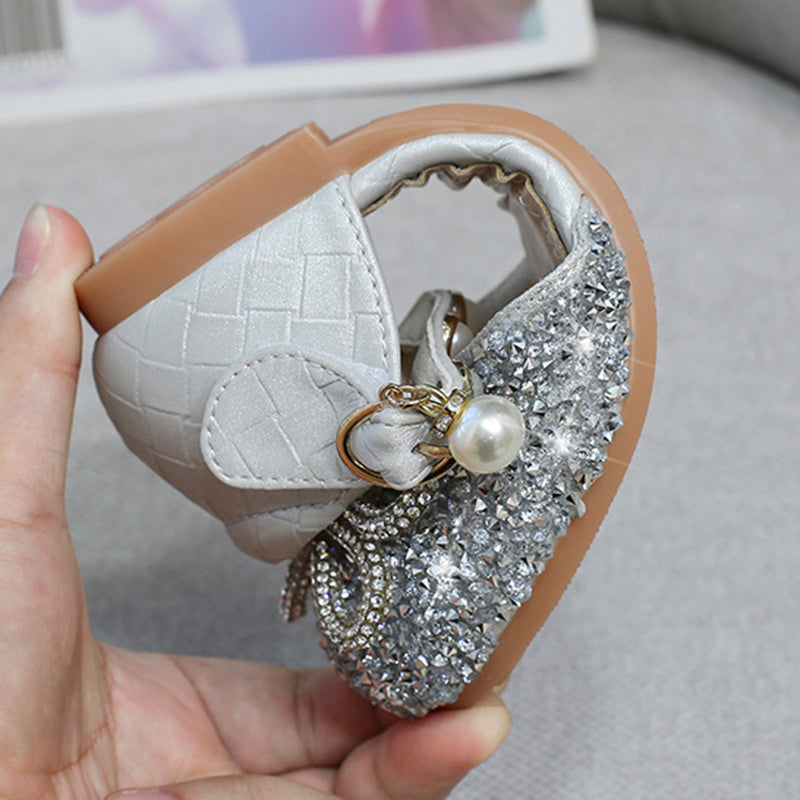 Girl Cute Bowknot Rhinestone Sequined Shoes