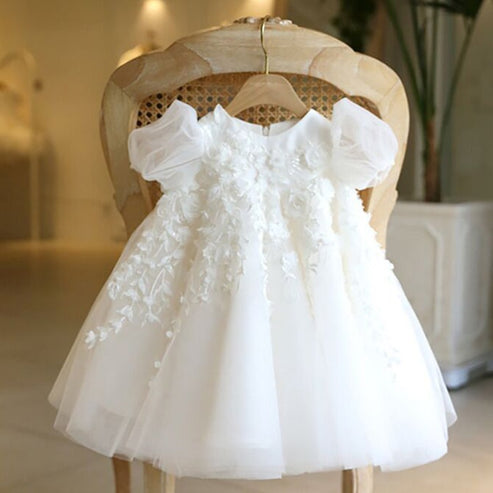White Baby Girl Summer Baptism Birthday Party Princess Dress – marryshe